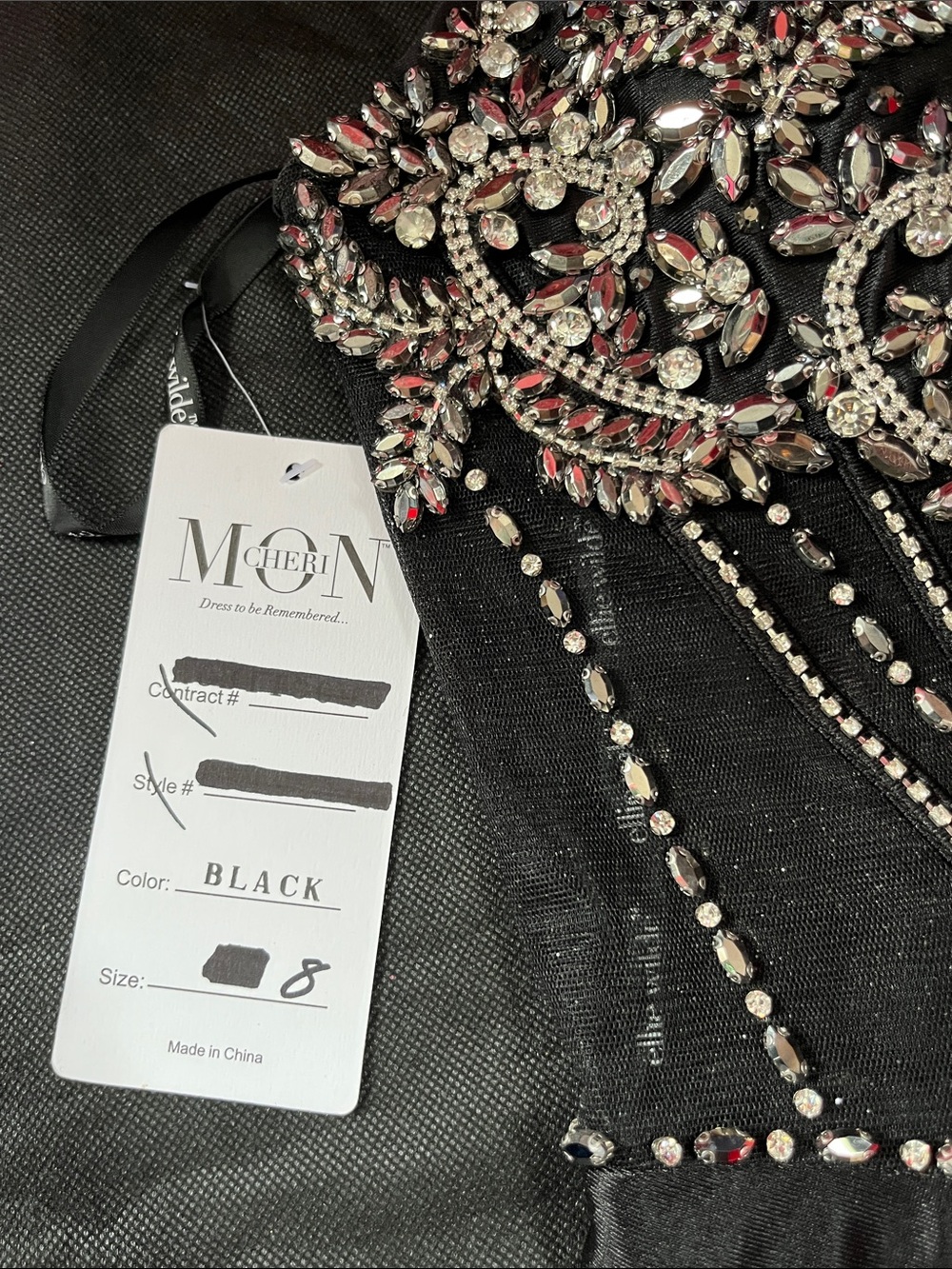 Black Beaded Evening Gown with Silver Embellishment - Picture 17 of 17